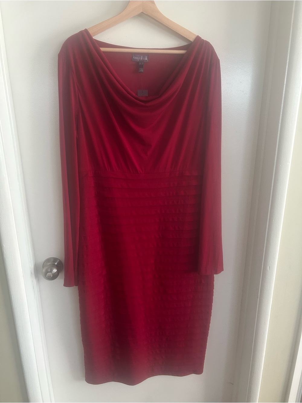 long tall sally Red Cowl-Neck Long Sleeve Dress